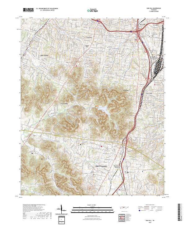 Oak Hill, TN — USGS 7.5-minute topo (2022)