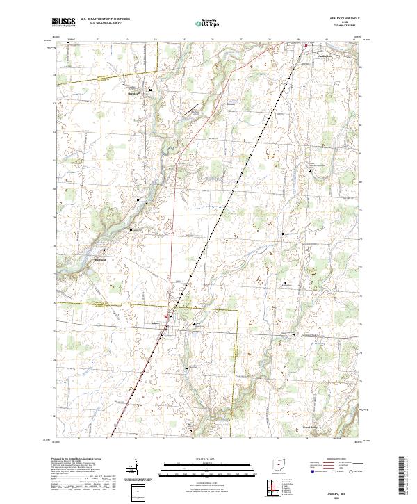 Ashley, OH — USGS 7.5-minute topo (2023)