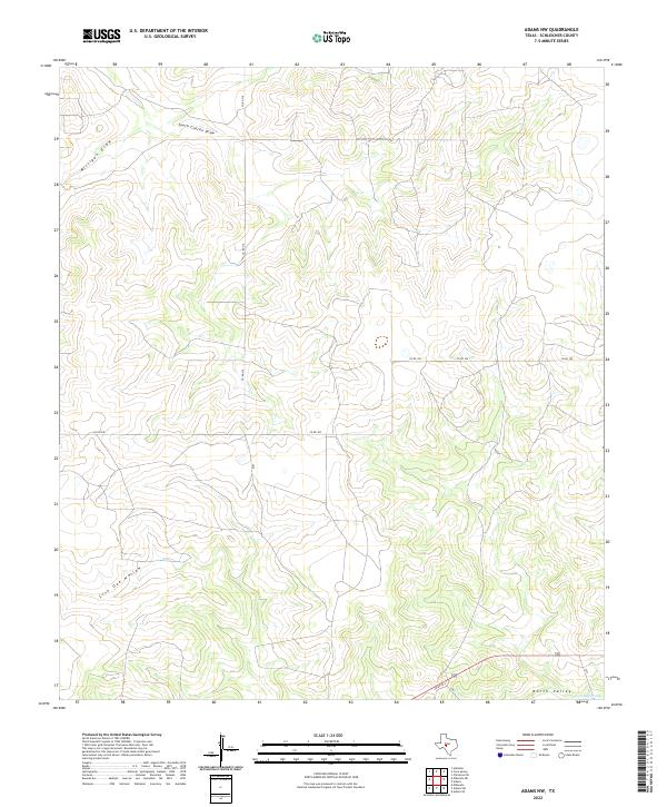 Adams NW, TX — USGS 7.5-minute topo (2022)