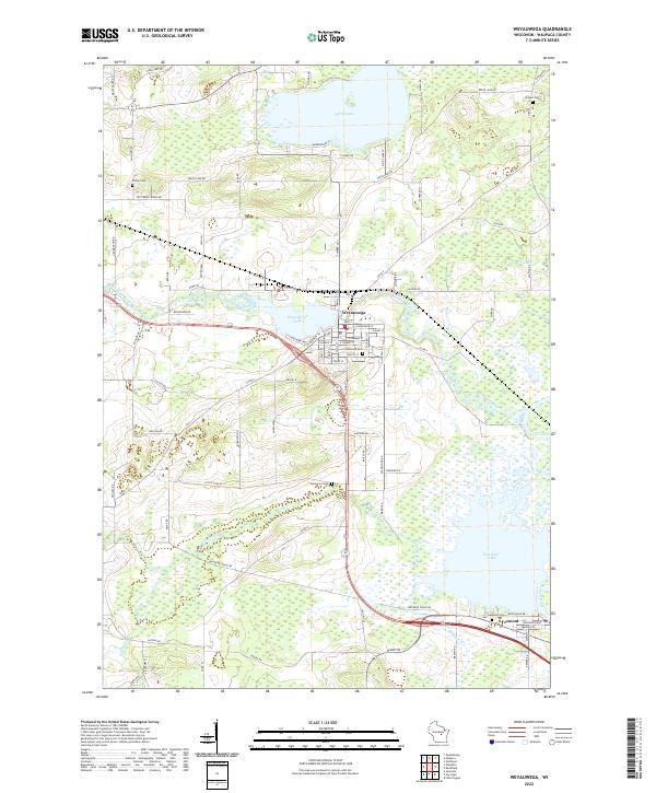 Weyauwega, WI — USGS 7.5-minute topo (2022)
