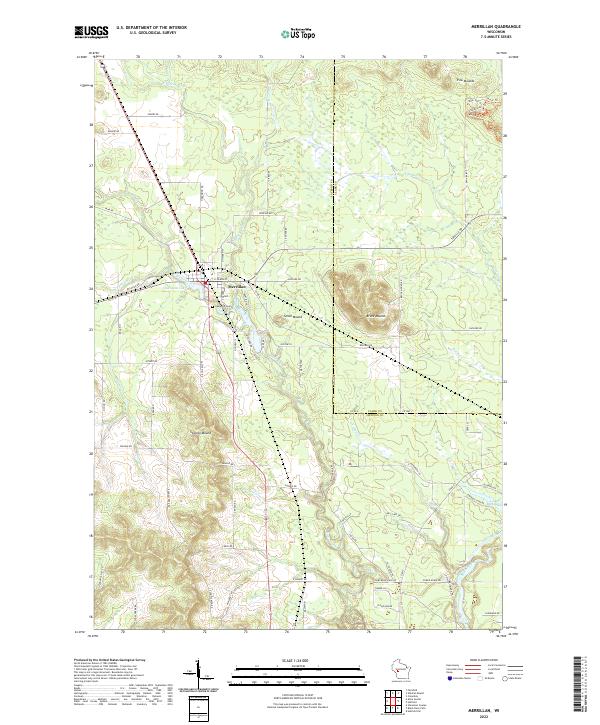 Merrillan, WI — USGS 7.5-minute topo (2022)
