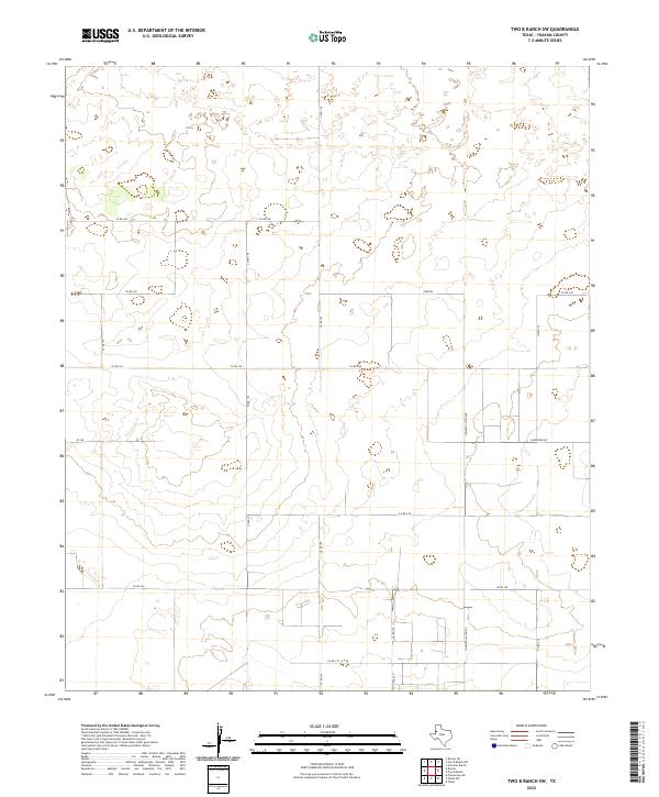 Two B Ranch SW, TX — USGS 7.5-minute topo (2022)