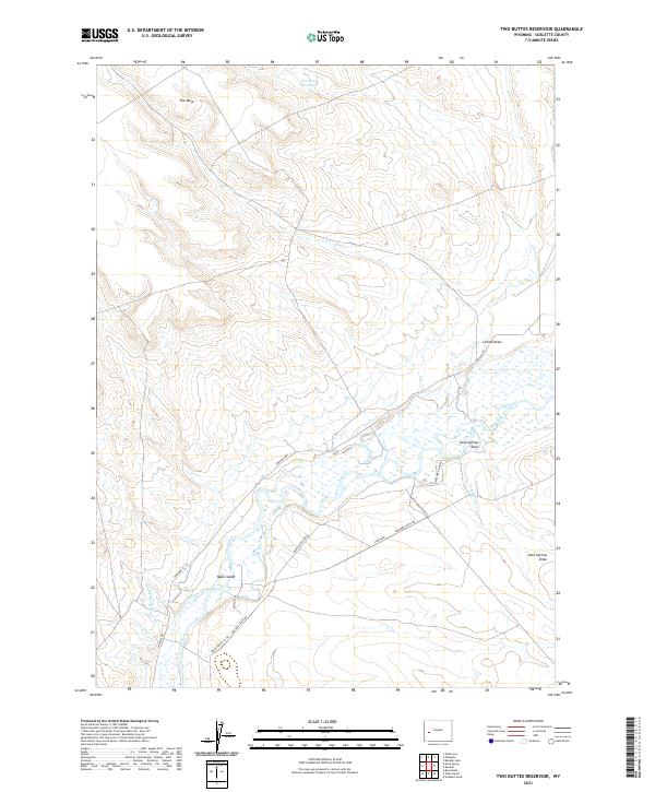 Two Buttes Reservoir, WY — USGS 7.5-minute topo (2021)