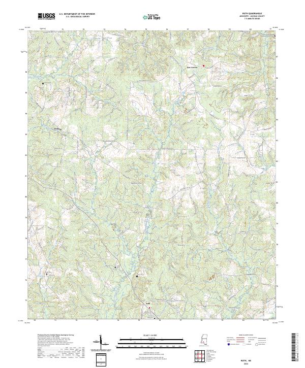 Ruth, MS — USGS 7.5-minute topo (2024)
