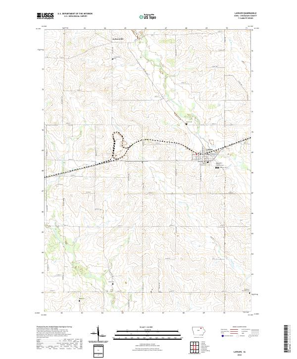 Lawler, IA — USGS 7.5-minute topo (2022)