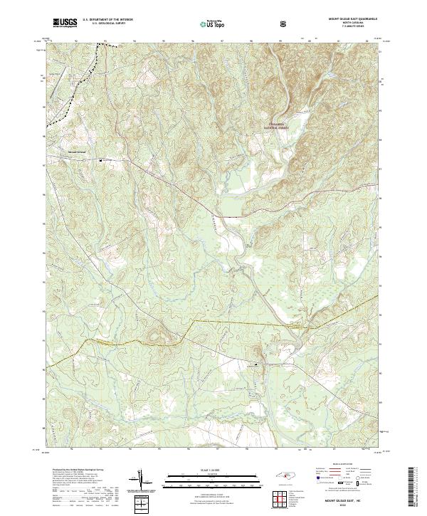 Mount Gilead East, NC — USGS 7.5-minute topo (2022)