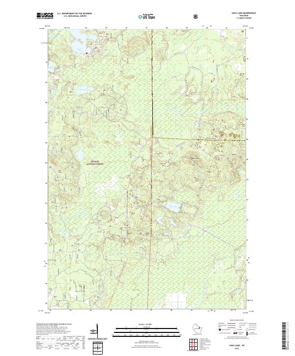 Shay Lake, WI — USGS 7.5-minute topo (2022)
