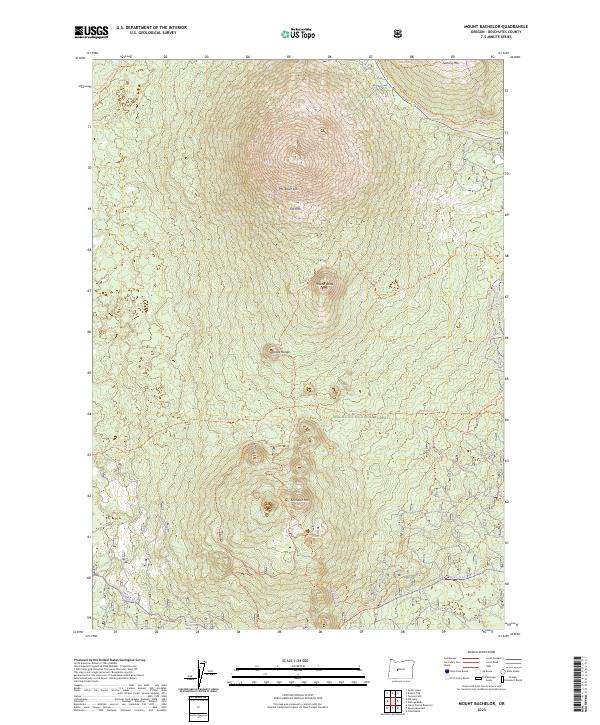 Mount Bachelor, OR — USGS 7.5-minute topo (2023)