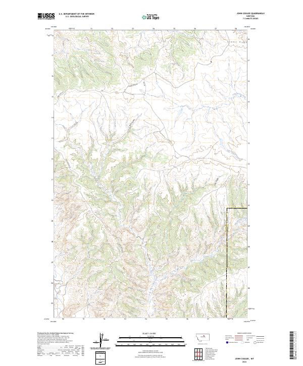John Coulee, MT — USGS 7.5-minute topo (2024)