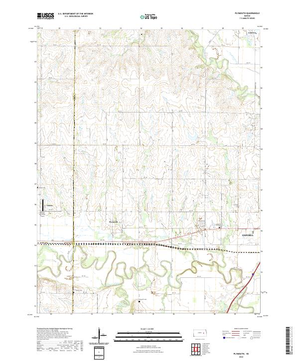 Plymouth, KS — USGS 7.5-minute topo (2022)