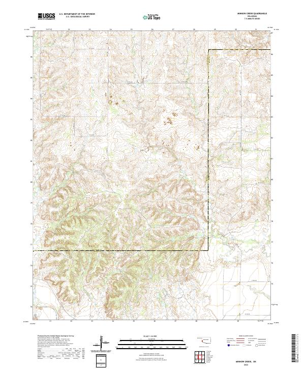 Minnow Creek, OK — USGS 7.5-minute topo (2022)