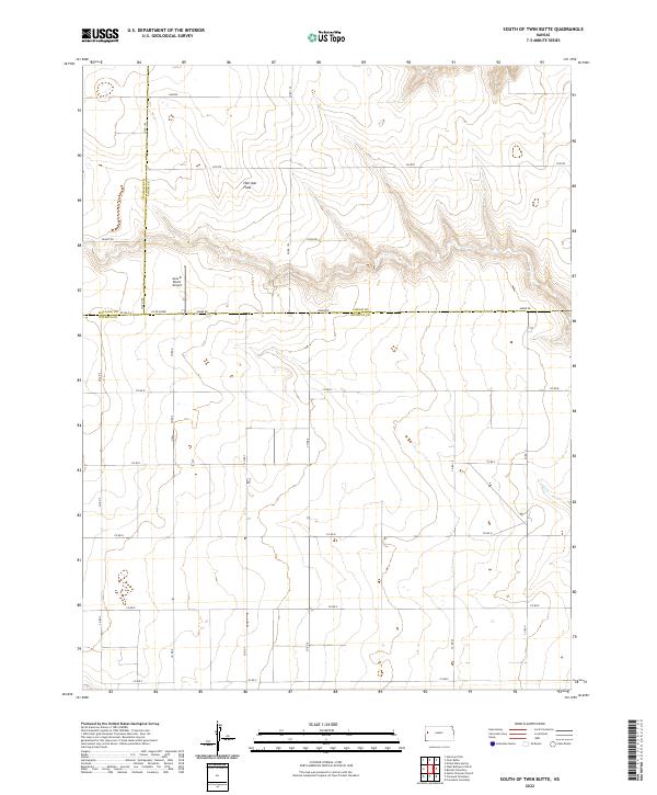 South of Twin Butte, KS — USGS 7.5-minute topo (2022)