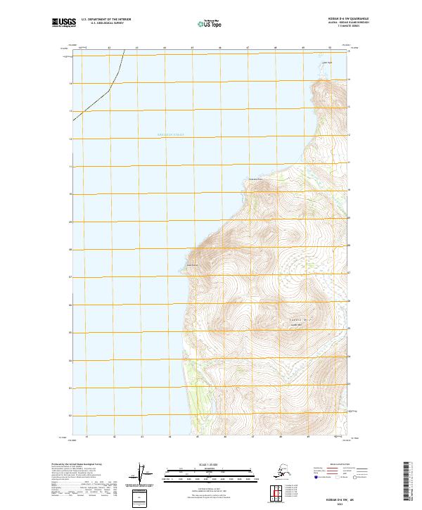 Kodiak D-6 SW, AK — USGS 7.5-minute topo (2021)
