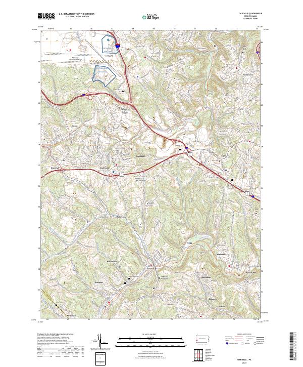 Oakdale, PA — USGS 7.5-minute topo (2023)