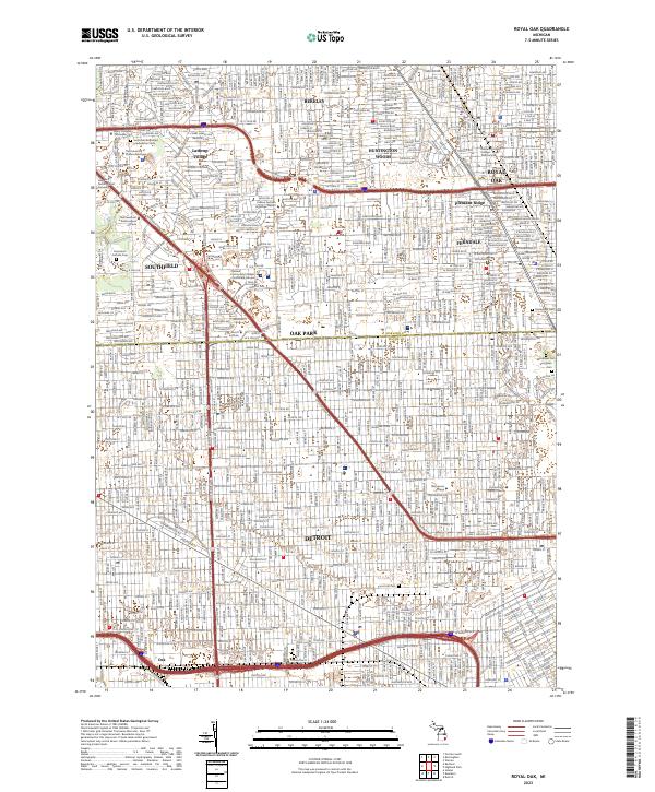 Royal Oak, MI — USGS 7.5-minute topo (2023)