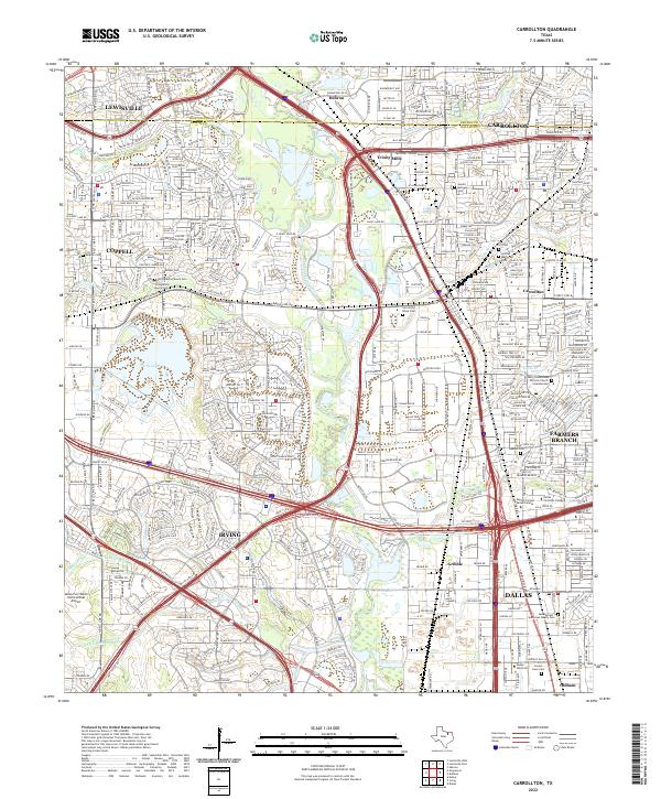 Carrollton, TX — USGS 7.5-minute topo (2022)