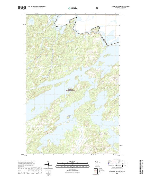 Basswood Lake West, MN-ON — USGS 7.5-minute topo (2022)