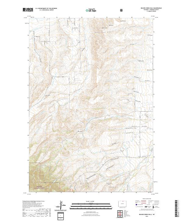 Beaver Creek Hills, WY — USGS 7.5-minute topo (2021)
