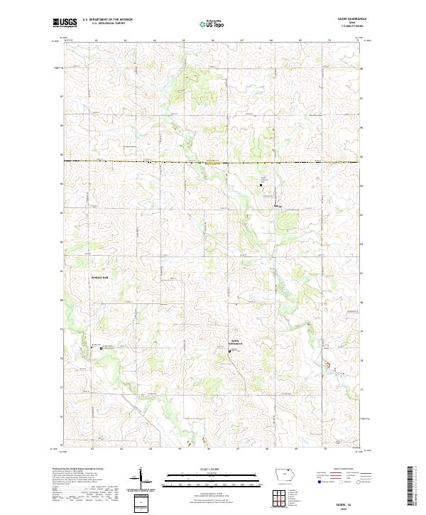 Saude, IA — USGS 7.5-minute topo (2022)