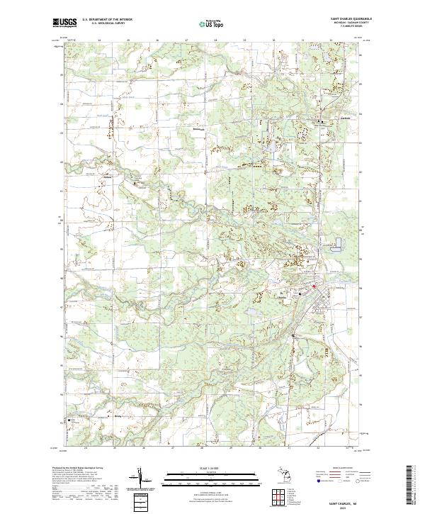 Saint Charles, MI — USGS 7.5-minute topo (2023)