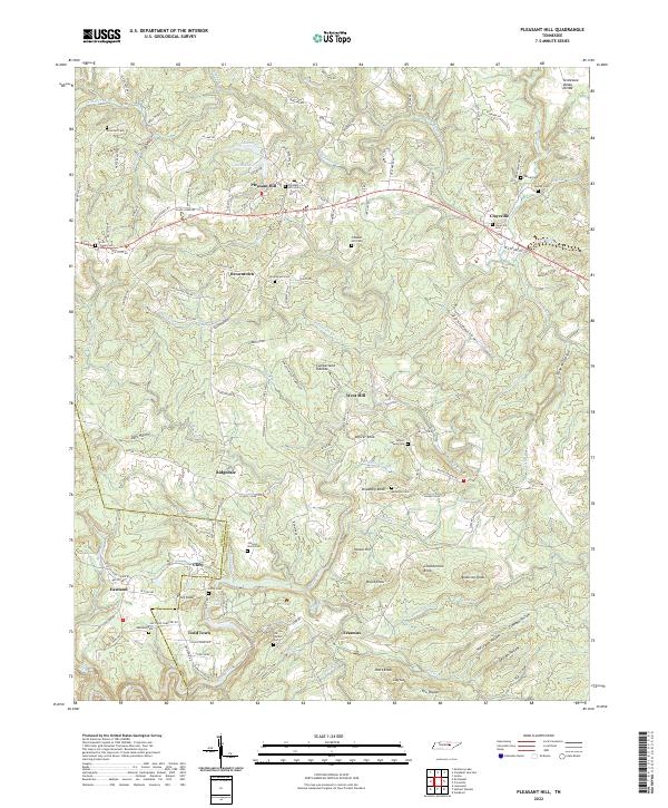 Pleasant Hill, TN — USGS 7.5-minute topo (2022)