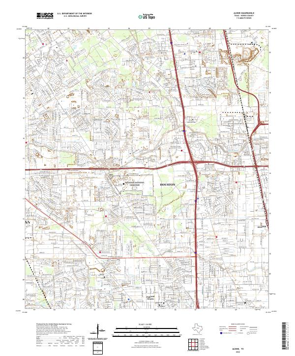 Aldine, TX — USGS 7.5-minute topo (2022)