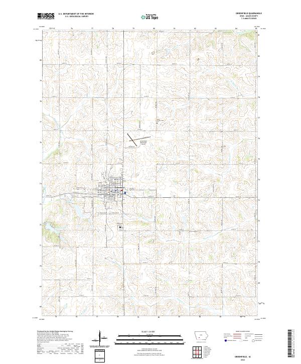 Greenfield, IA — USGS 7.5-minute topo (2022)