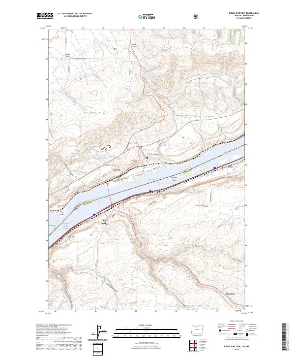 Biggs Junction, OR-WA — USGS 7.5-minute topo (2023)