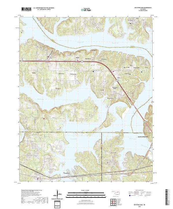 Keystone Dam, OK — USGS 7.5-minute topo (2022)