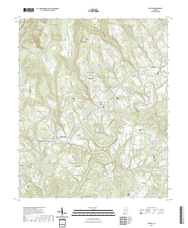Nectar, AL — USGS 7.5-minute topo (2024)