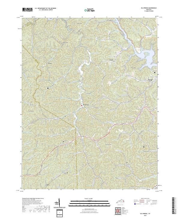 Oil Springs, KY — USGS 7.5-minute topo (2022)