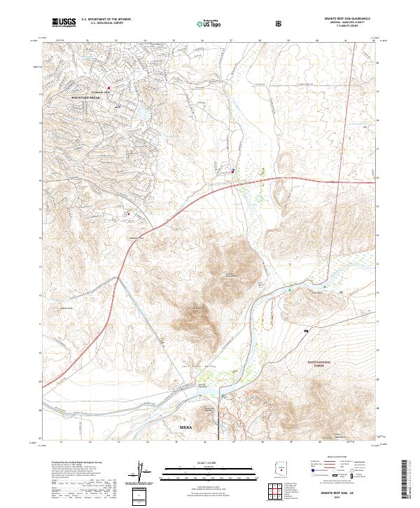 Granite Reef Dam, AZ — USGS 7.5-minute topo (2021)