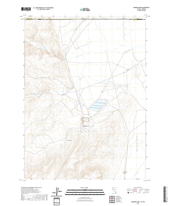 Cordero Mine, NV-OR — USGS 7.5-minute topo (2021)