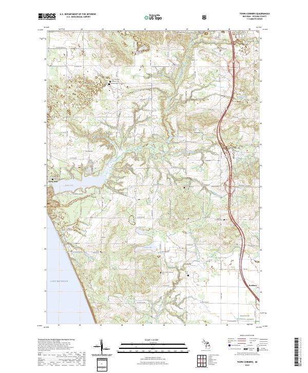 Town Corners, MI — USGS 7.5-minute topo (2023)