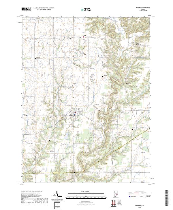 Westport, IN — USGS 7.5-minute topo (2022)