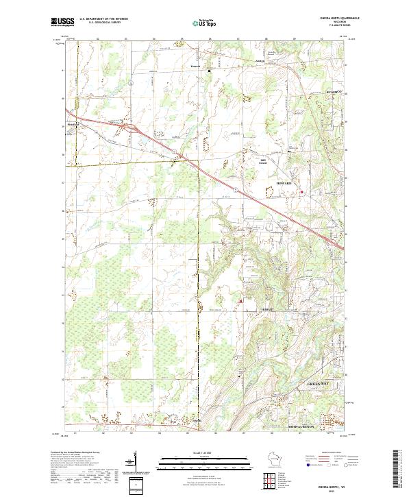 Oneida North, WI — USGS 7.5-minute topo (2022)