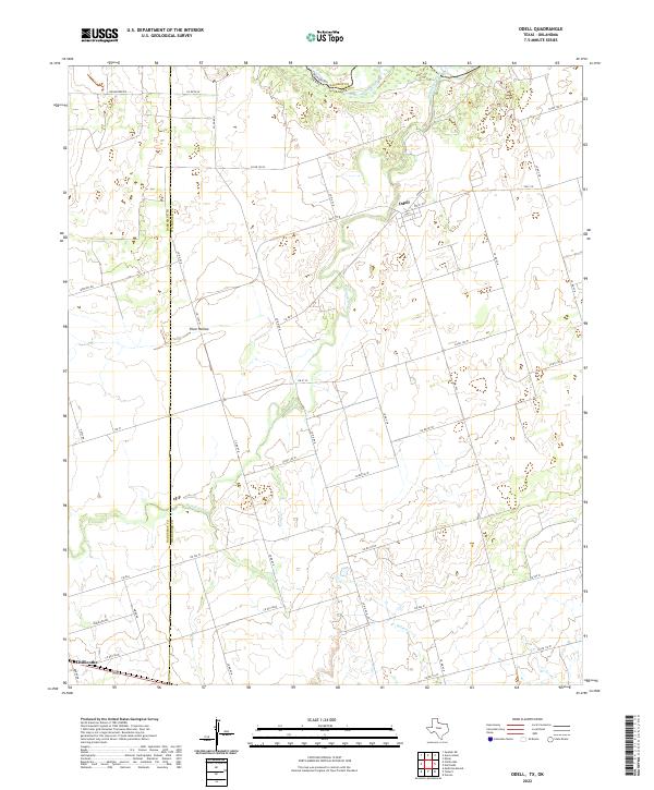 Odell, TX-OK — USGS 7.5-minute topo (2022)
