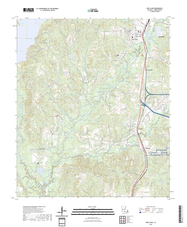 New Llano, LA — USGS 7.5-minute topo (2024)