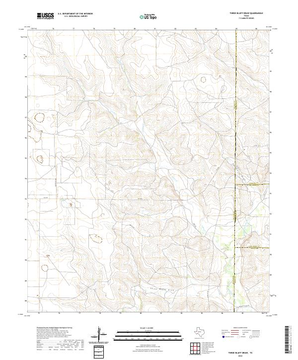Three Bluff Draw, TX — USGS 7.5-minute topo (2022)