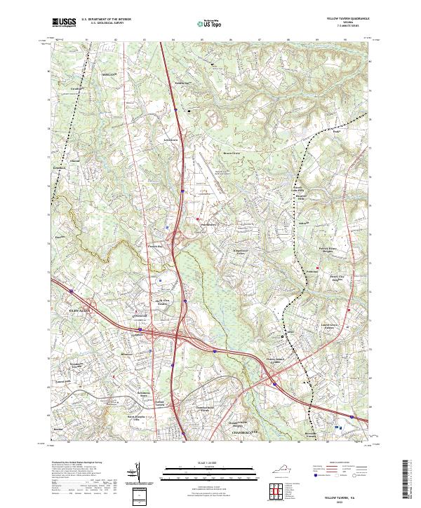 Yellow Tavern, VA — USGS 7.5-minute topo (2022)