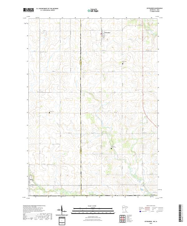 Ostrander, MN-IA — USGS 7.5-minute topo (2022)