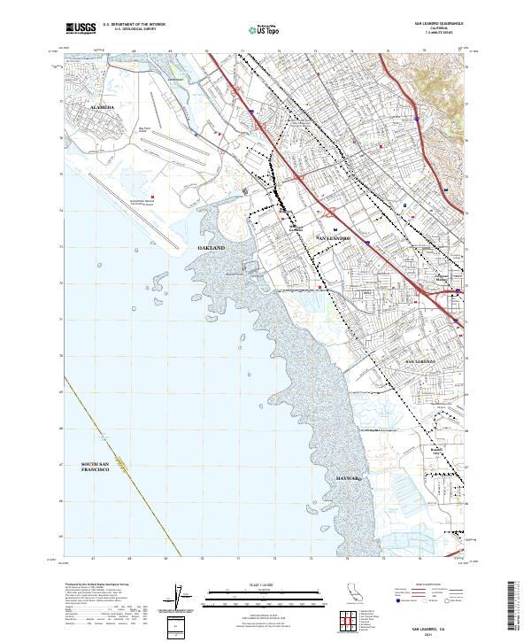 San Leandro, CA — USGS 7.5-minute topo (2021)
