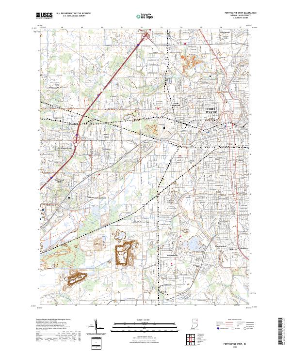 Fort Wayne West, IN — USGS 7.5-minute topo (2022)