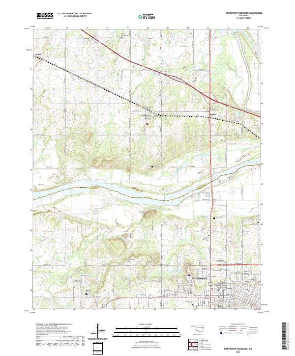 Northwest Muskogee, OK — USGS 7.5-minute topo (2022)