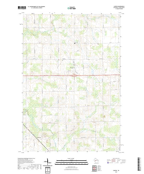 Curtiss, WI — USGS 7.5-minute topo (2022)
