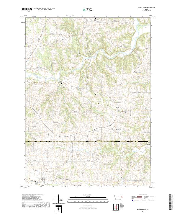 Delmar North, IA — USGS 7.5-minute topo (2022)