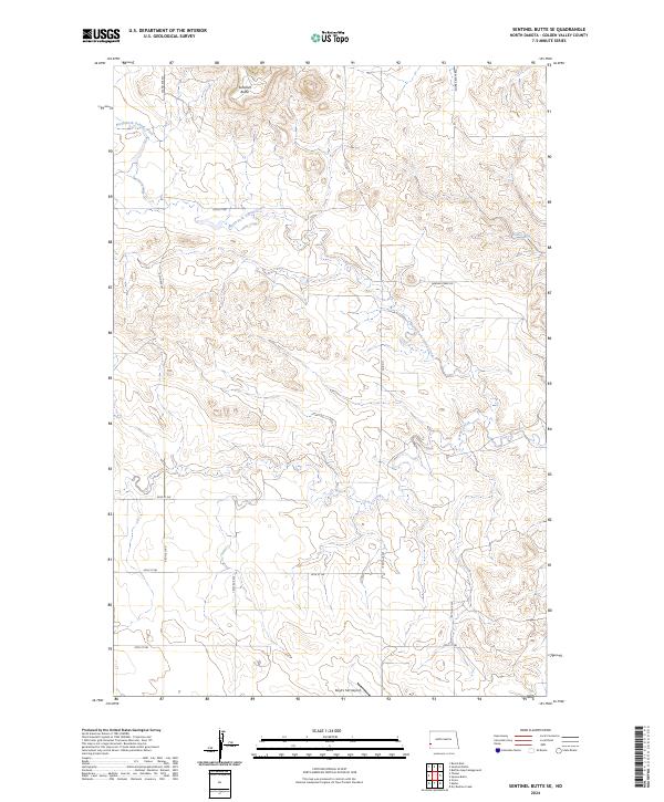 Sentinel Butte SE, ND — USGS 7.5-minute topo (2024)