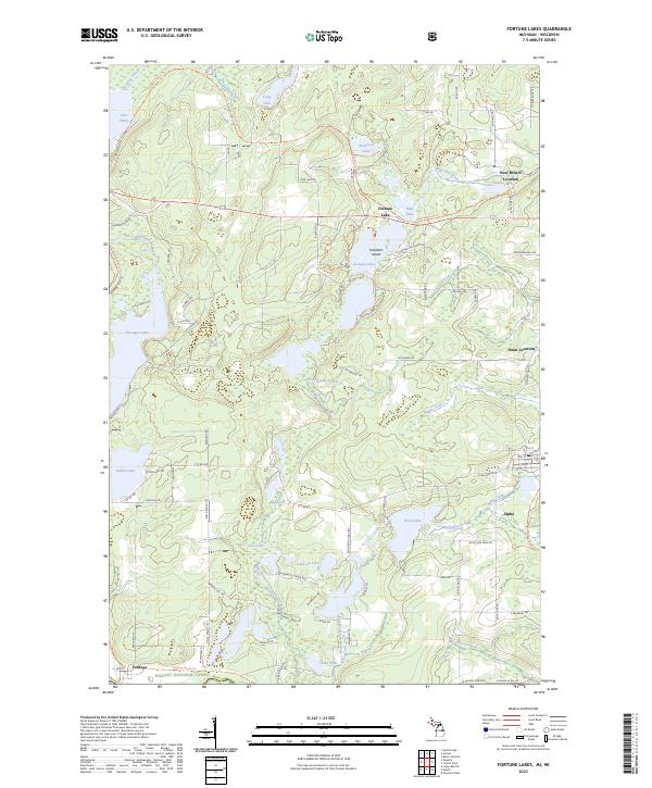 Fortune Lakes, MI-WI — USGS 7.5-minute topo (2023)