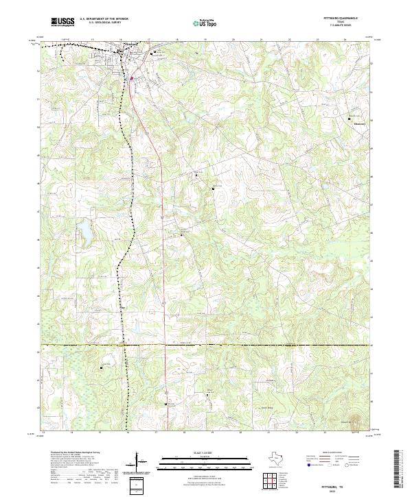 Pittsburg, TX — USGS 7.5-minute topo (2022)
