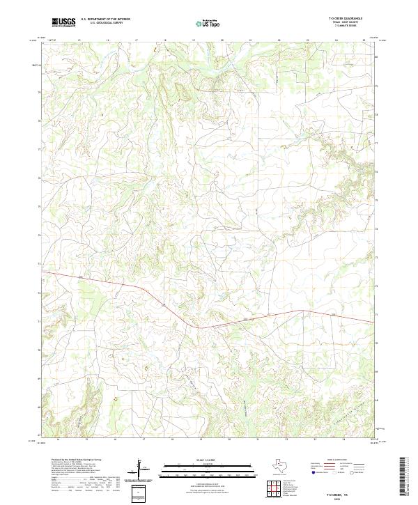T-O Creek, TX — USGS 7.5-minute topo (2022)